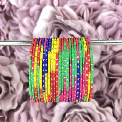 Multi Coloured Glitter Aluminium Bangles