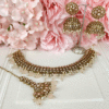 Gold Crystal Necklace Set - Gold & Peach
