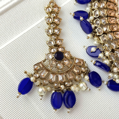 Crystal Necklace Set - Gold & Blue - Image 3