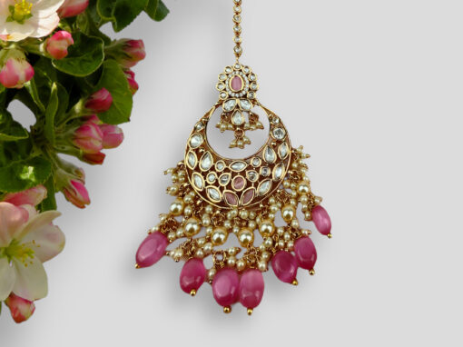 Rani Golden Gleam Beaded Earring & Tikka Set - Image 2