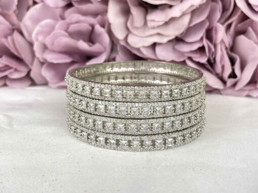 American Diamond Squared Silver Kara