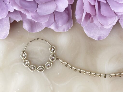 Pearl and Stone Nose Ring