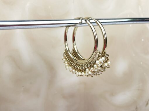 Small Clustered Pearl Hoop Earrings