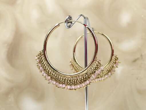 Small Clustered Pearl Hoop Earrings - Image 3