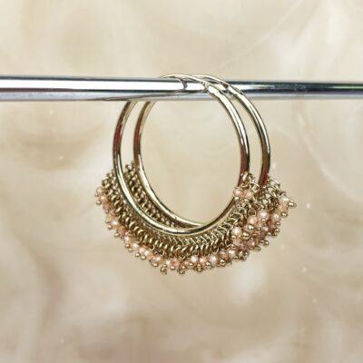 Medium Clustered Pearl Hoop Earrings