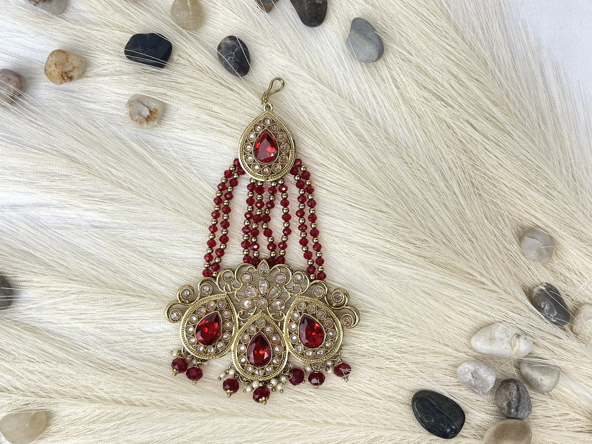 Red and Gold Pasa/ Jhumar | Chohan's Jewellery