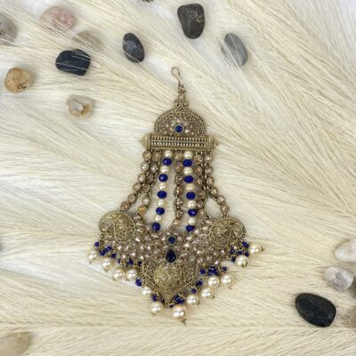 Blue and Gold Pearl Pasa/ Jhumar