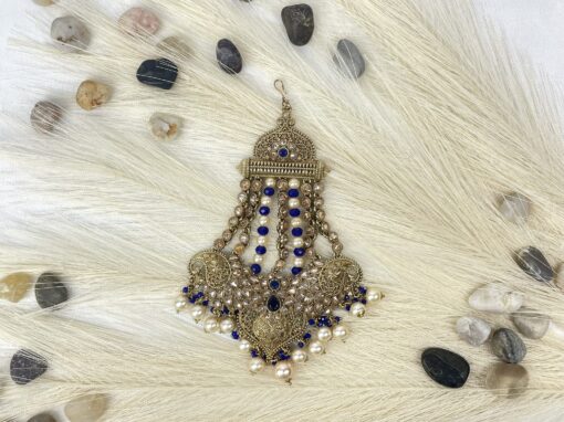 Blue and Gold Pearl Pasa/ Jhumar