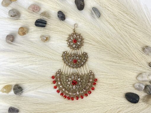 Red and Gold Tiered Pasa/ Jhumar