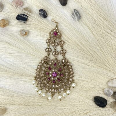 Rounded Pink and Cream Pasa/ Jhumar