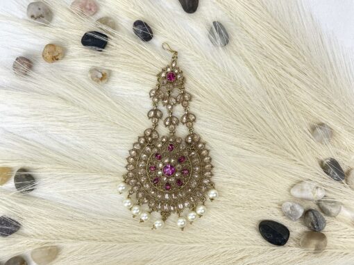 Rounded Pink and Cream Pasa/ Jhumar