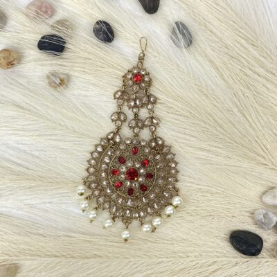Rounded Red and Cream Pasa/ Jhumar
