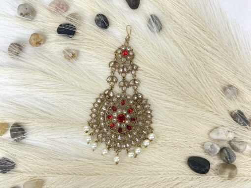 Rounded Red and Cream Pasa/ Jhumar