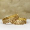 American Diamond Wide Detailed Gold Kara Set