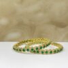 American Diamond Thinner Intricate Gold & Emerald Kara Set