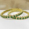 American Diamond Thinner Intricate Gold & Emerald Kara Set - Image 2