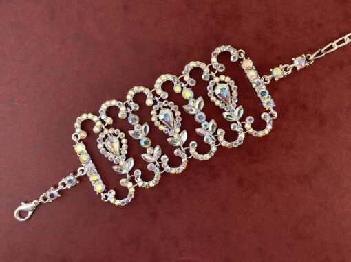 Rainbow Silver Crystal Large Statement Bracelet