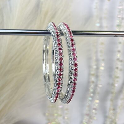 Rani and Silver Crystal Pointed Kara set of 2