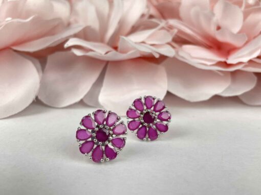 Rubi Round Flower American Diamond Studs