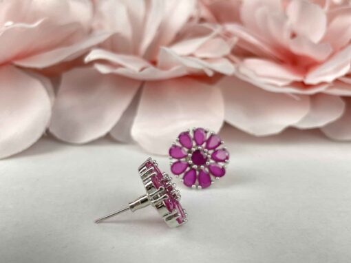 Rubi Round Flower American Diamond Studs - Image 2