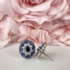 Navy Blue Blossom Flower American Diamond Studs - Image 2