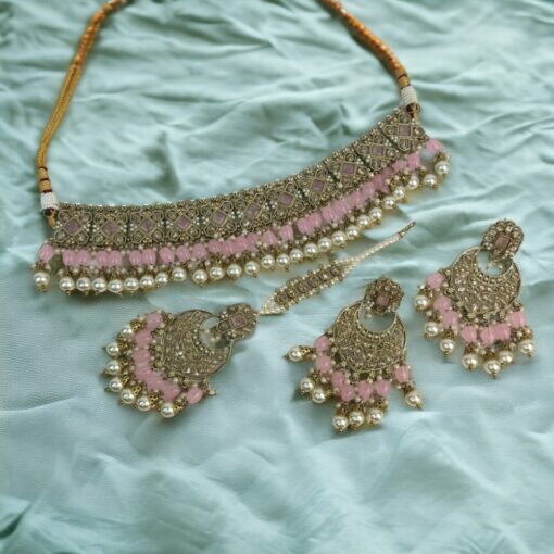 Baby Pink Rajasthani Raindrop choker
