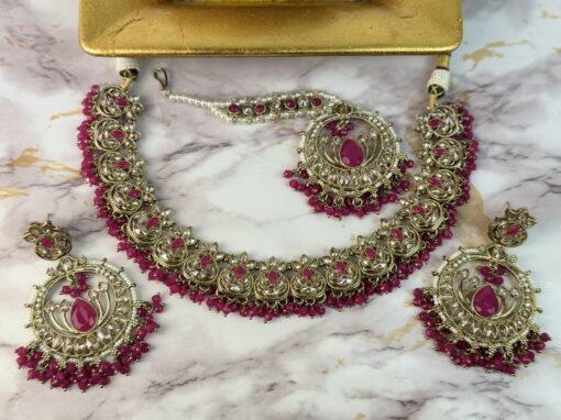 Rani Antique Gold Beaded Harmony Indian Costume Jewellery Set Set
