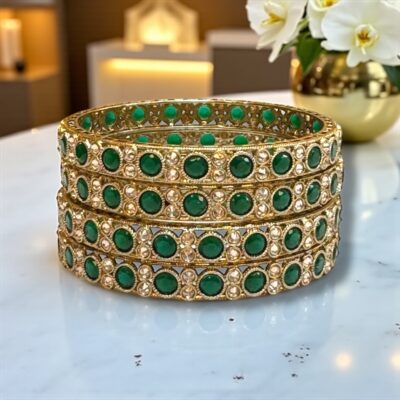 Indian Bollywood Bangles Pakistani Churia Pearl Mirror Churi Set of 4 Antique Silver