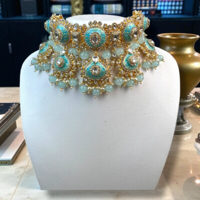 Kundan Style Gold Plated Indian Pakistani Bridal Jewellery Necklace Earrings