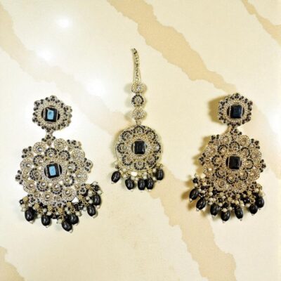 Silver base bridal jewellery set with clear zircon stones