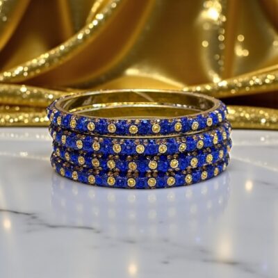 Blue finish bracelet with clear gemstone detailing