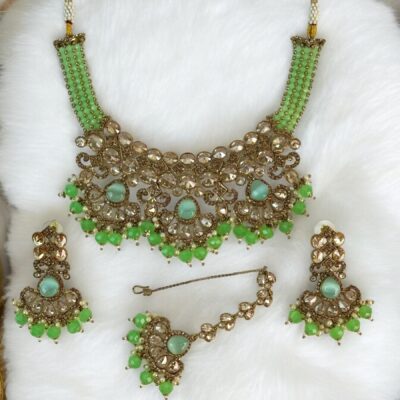 Silver base bridal jewellery set with clear zircon stones