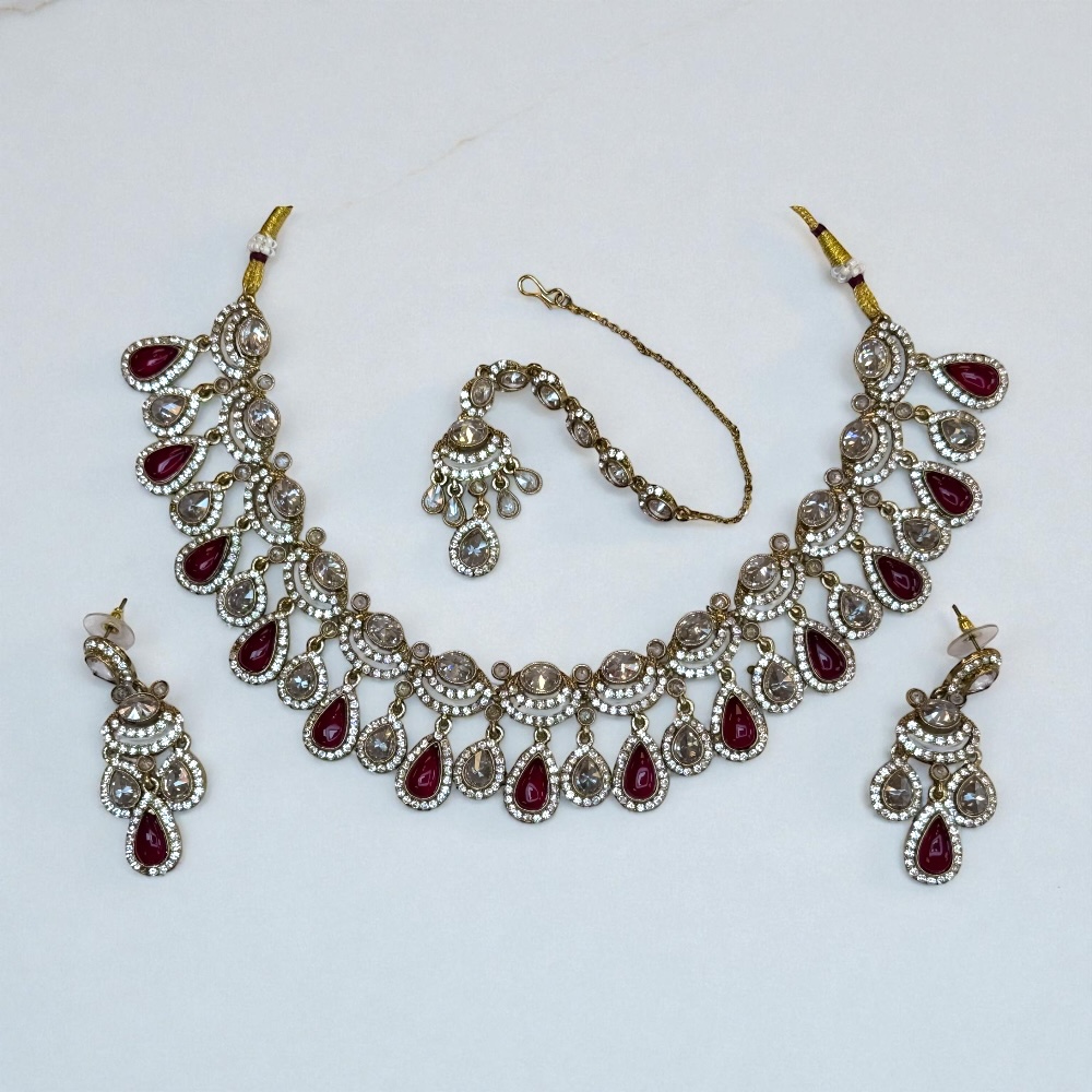 Silver base bridal jewellery set with clear zircon stones