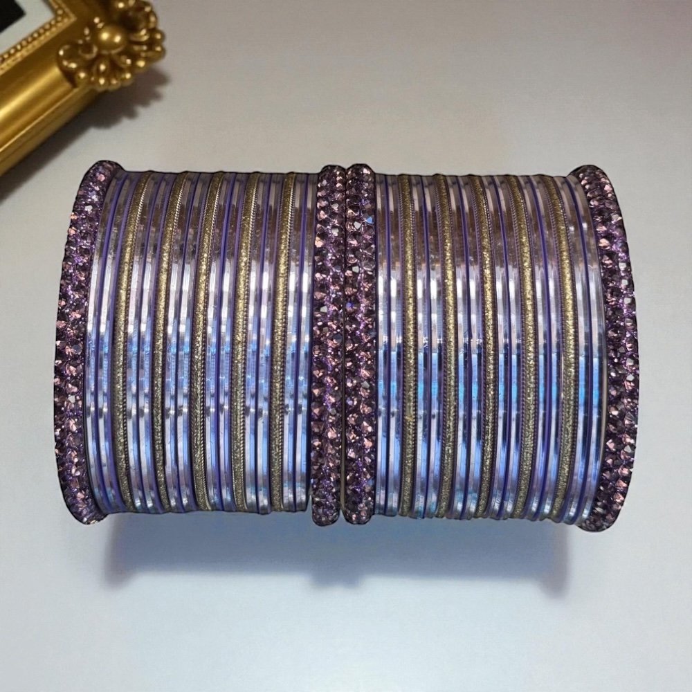 Crystal Bangle Set for Women – 4 Churi Bangles, 10 Mixing Bangles & 24 Colour Bangles | Traditional Indian Jewellery - Image 58