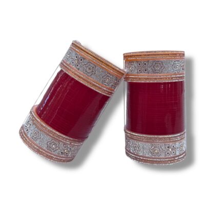 Punjabi Wedding Bangles Choora Chura for 2 Hands – Blood Red Suhaag Bridal Set – Ivory Look Indian & Sikh Shaadi Chura