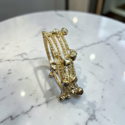 Kungru Bangle Set of 4 with Ghungroo Sound – Antique & Gold Traditional Indian Pakistani Bridal Churi Set