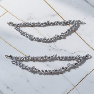 Sahara Chain – Double Layer Pearl , Antique Silver Kaan Chain