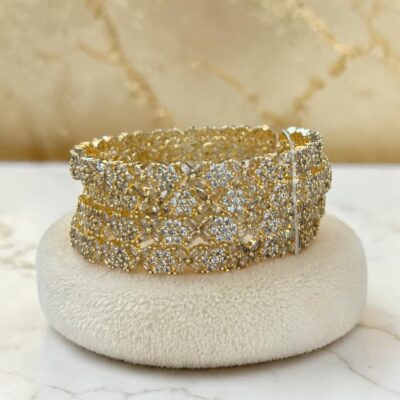 American Diamond Churi Set of 4 White Gold Bridal Bangles