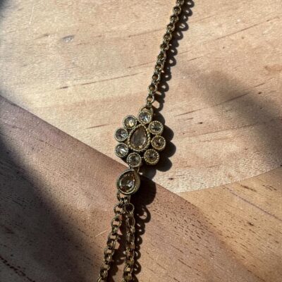 Crystal Bridal Headpiece Pair Antique Base Style Wedding Hair Chain Jewelry