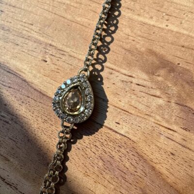 Crystal Bridal Headpiece Pair American Diamond Hair Jewelry Antique Gold & White Stone Wedding Accessory