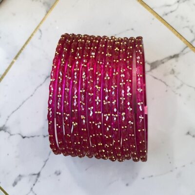 Glass Raindrop Bangles Set of 12 with Kashmiri Bangles – Traditional Bridal Churi Set | Pakistani Indian Jewelry