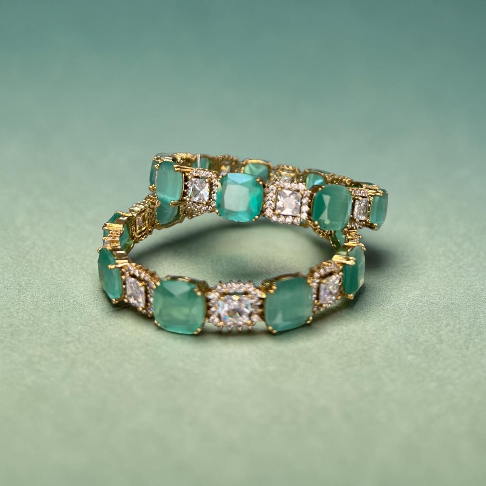 American Diamond Kara Set – Statement Stone Bridal Bangles for Women - Image 3