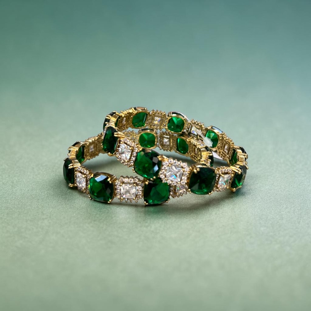 American Diamond Kara Set – Statement Stone Bridal Bangles for Women - Image 2