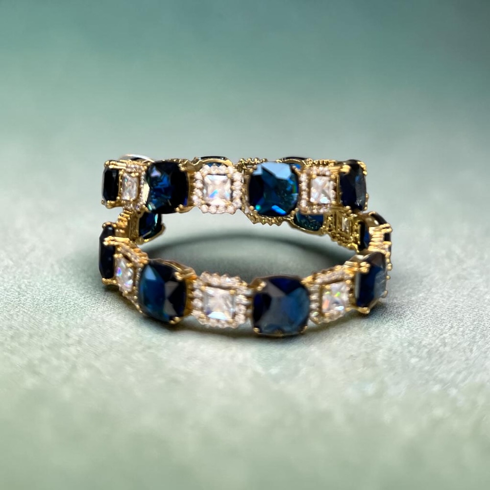 American Diamond Kara Set – Statement Stone Bridal Bangles for Women - Image 4