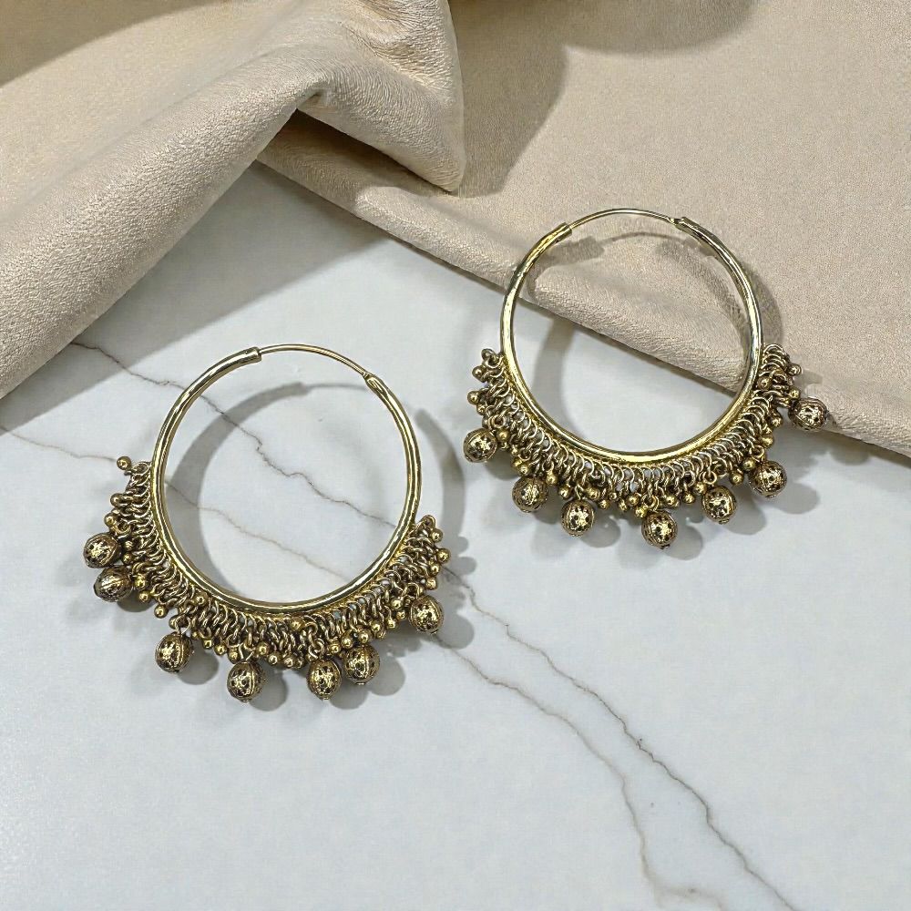 Antique Bali earrings 1.75 inch with beaded drop dangles ethnic jhumka style earrings for women available in multiple colors