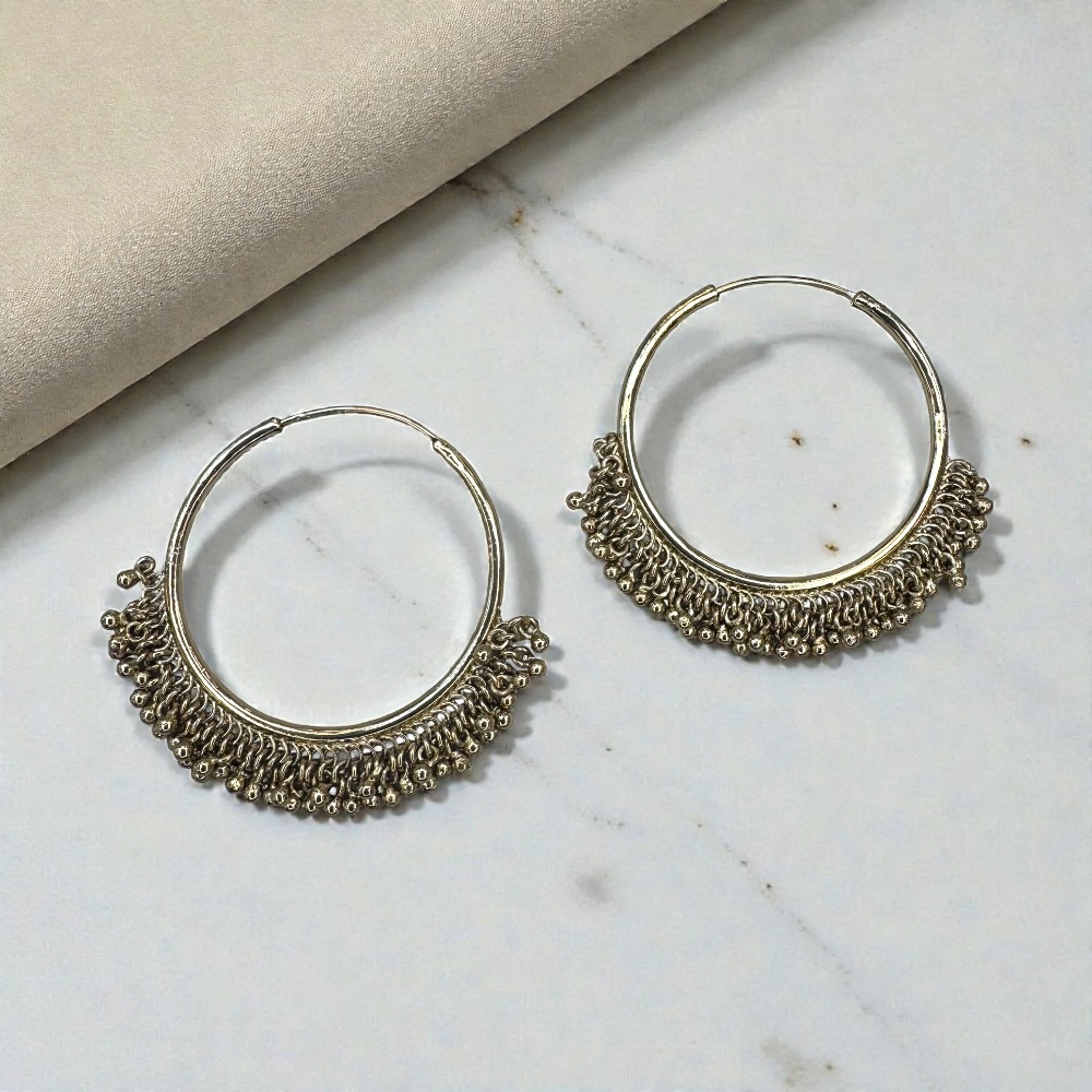 Antique color beaded earrings close-up