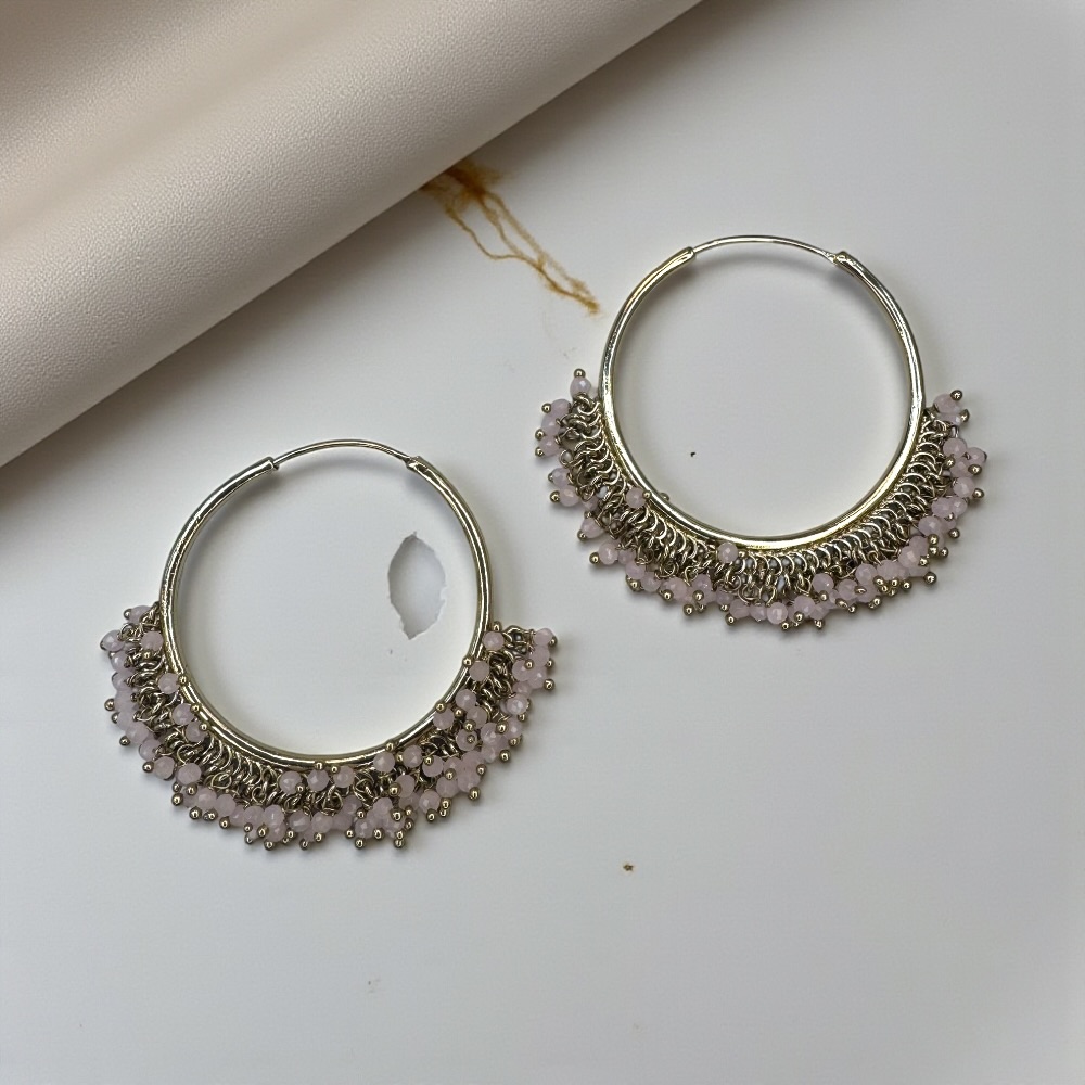 Baby pink traditional earrings lightweight design