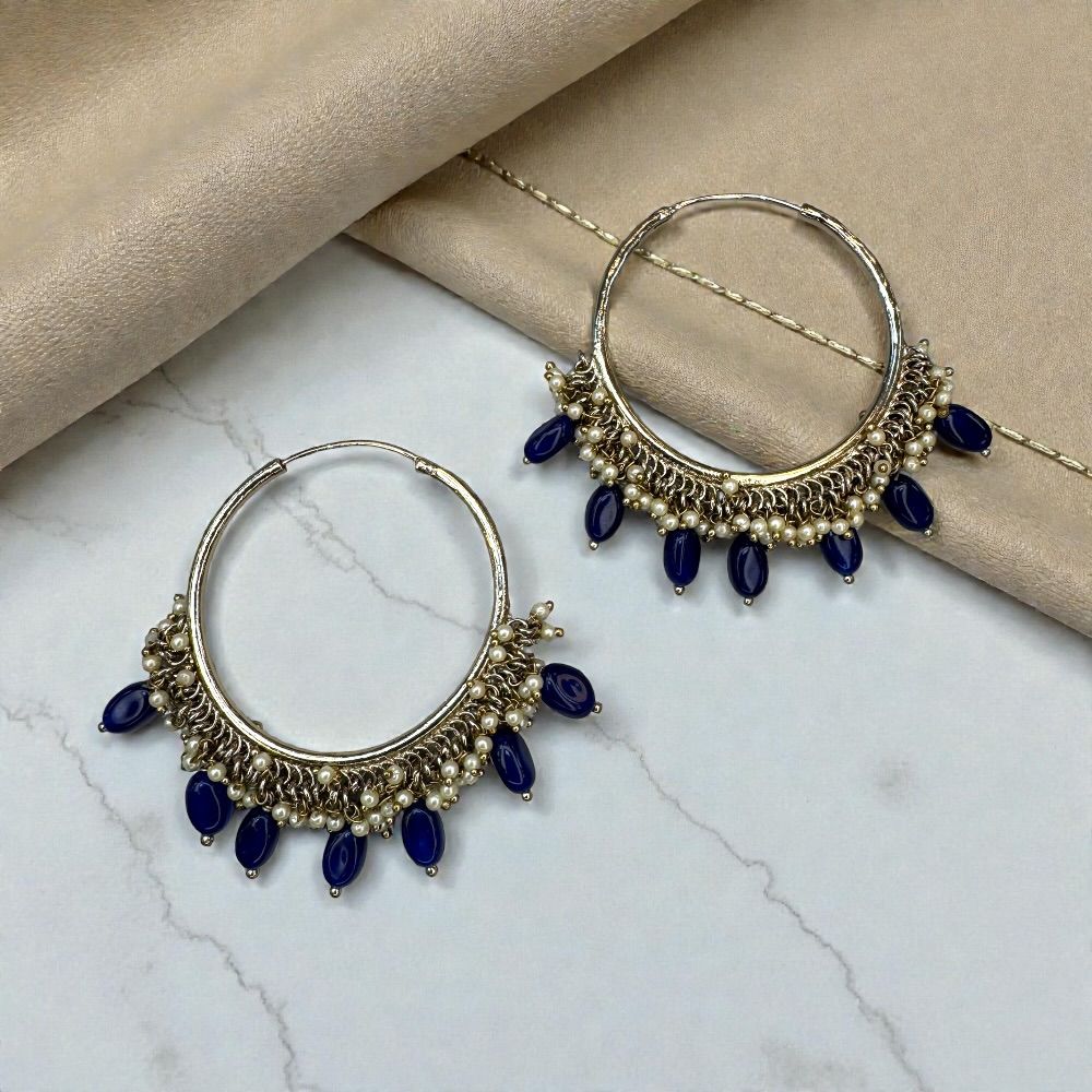 Antique Bali earrings 1.75 inch with beaded drop dangles ethnic jhumka style earrings for women available in multiple colors