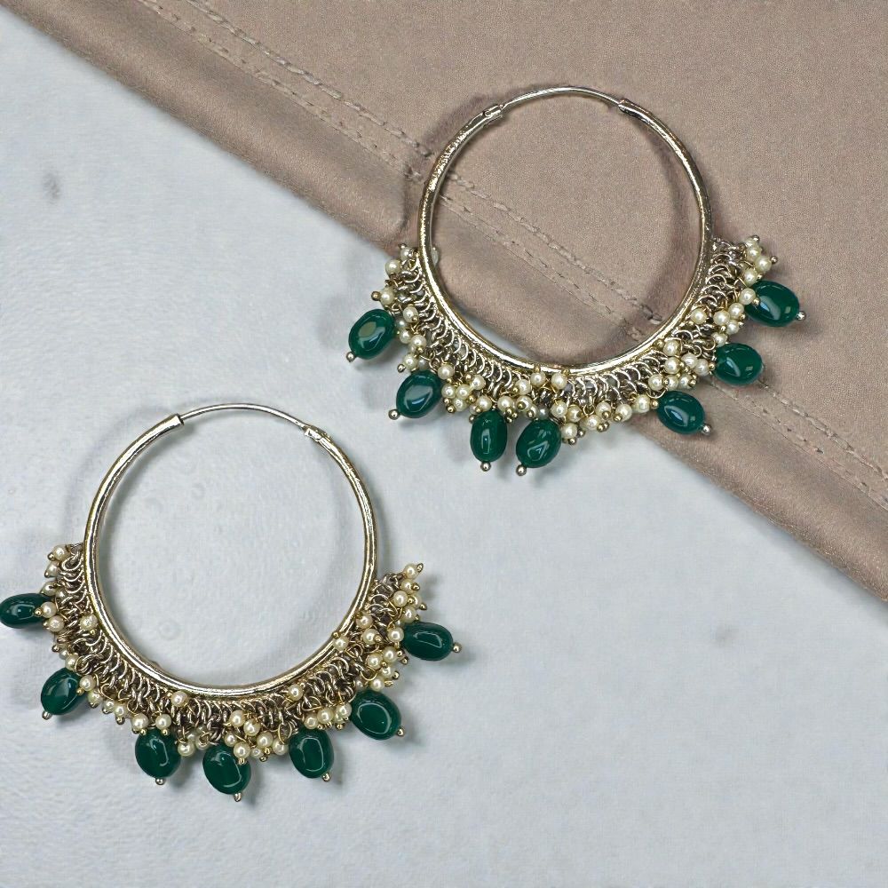 Antique Bali earrings 1.75 inch with beaded drop dangles ethnic jhumka style earrings for women available in multiple colors