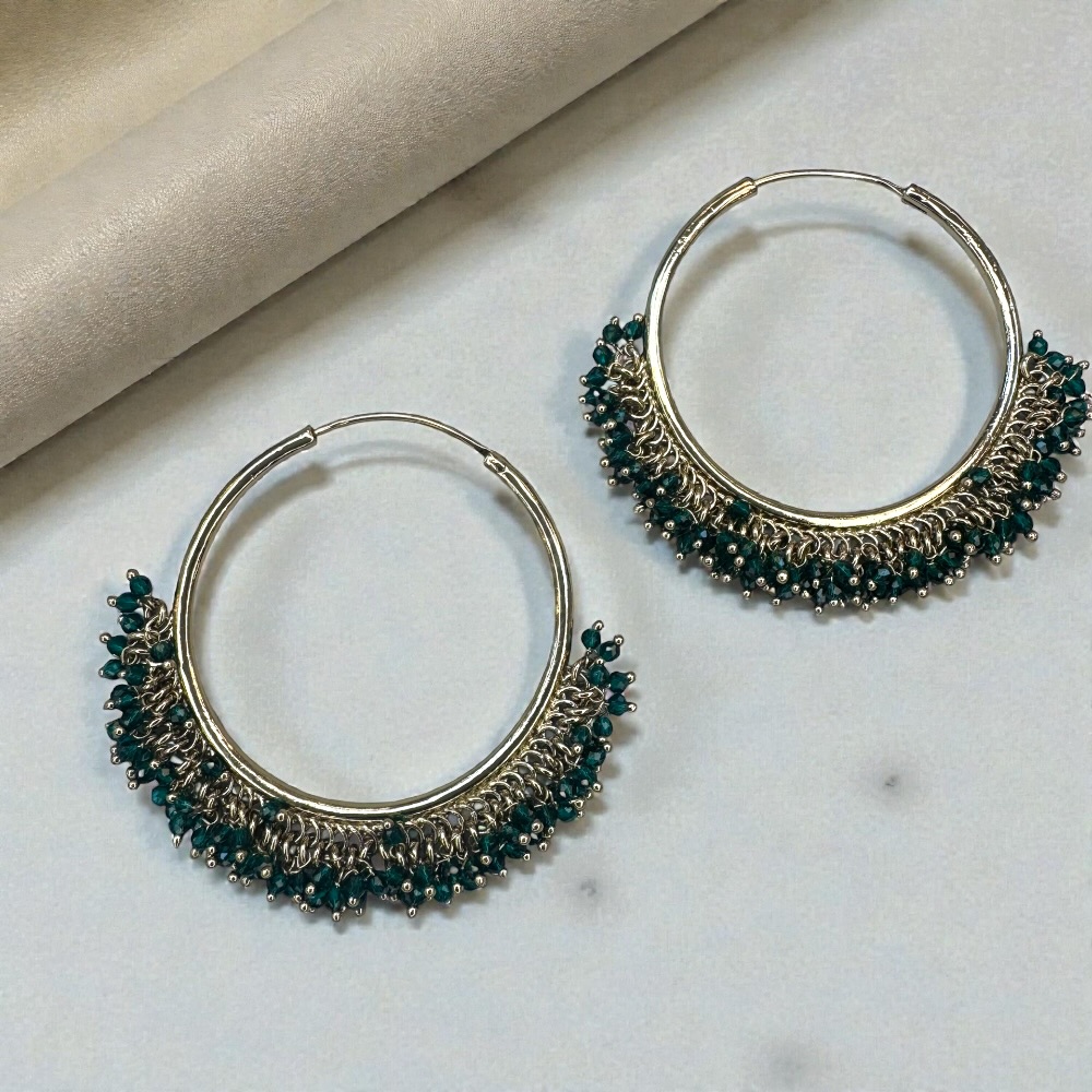 Green bali earrings antique finish design